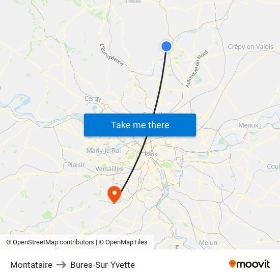 Montataire to Bures-Sur-Yvette map