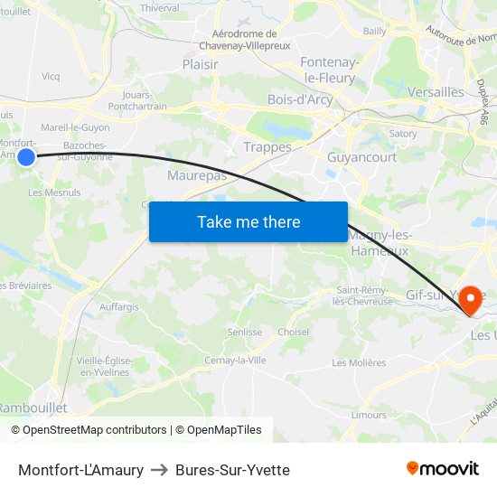 Montfort-L'Amaury to Bures-Sur-Yvette map