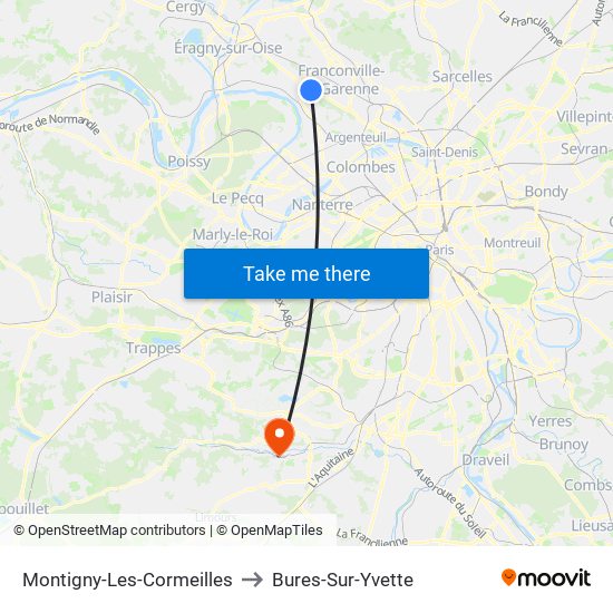 Montigny-Les-Cormeilles to Bures-Sur-Yvette map
