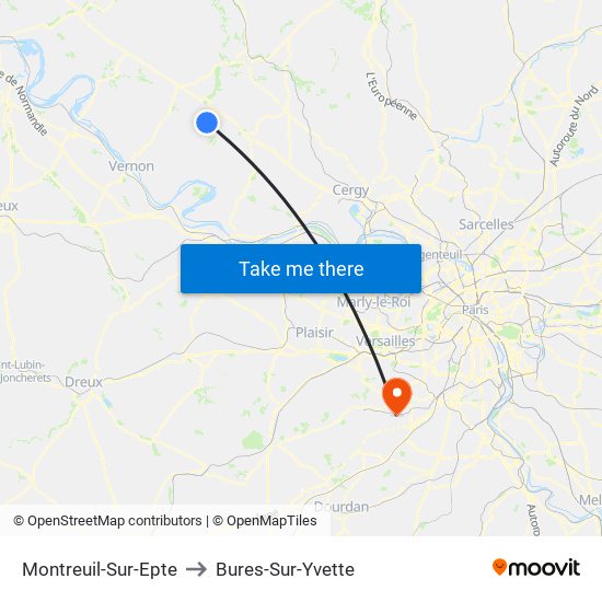 Montreuil-Sur-Epte to Bures-Sur-Yvette map