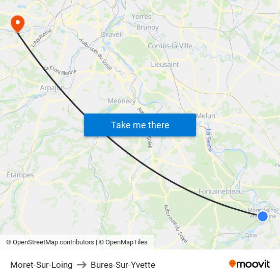 Moret-Sur-Loing to Bures-Sur-Yvette map
