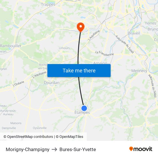 Morigny-Champigny to Bures-Sur-Yvette map
