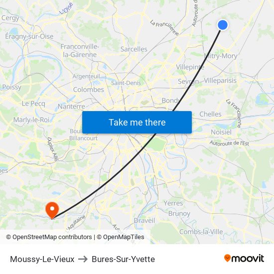 Moussy-Le-Vieux to Bures-Sur-Yvette map