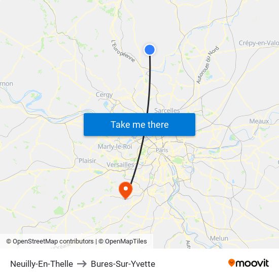 Neuilly-En-Thelle to Bures-Sur-Yvette map