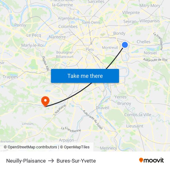 Neuilly-Plaisance to Bures-Sur-Yvette map