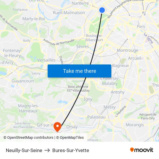 Neuilly-Sur-Seine to Bures-Sur-Yvette map