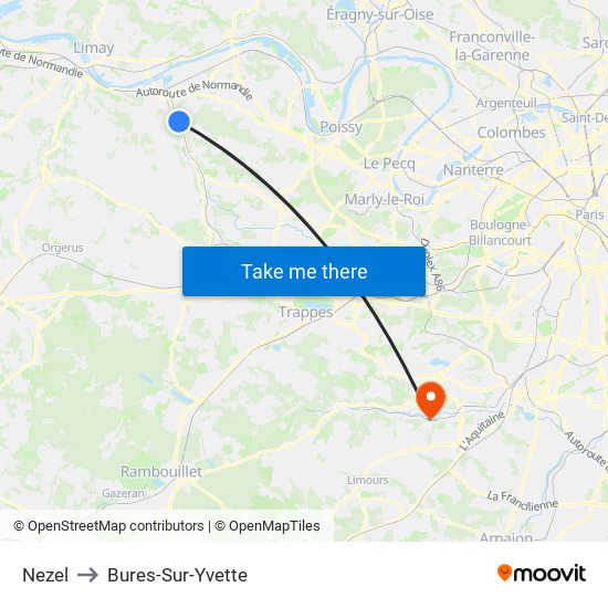 Nezel to Bures-Sur-Yvette map