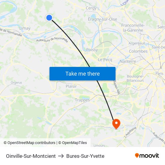 Oinville-Sur-Montcient to Bures-Sur-Yvette map