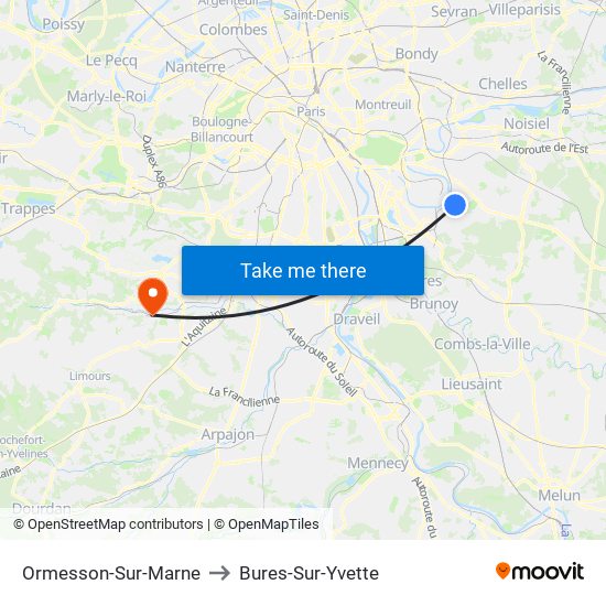 Ormesson-Sur-Marne to Bures-Sur-Yvette map