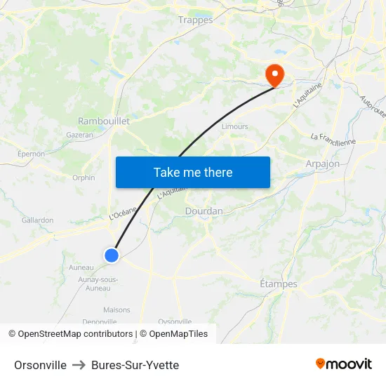 Orsonville to Bures-Sur-Yvette map