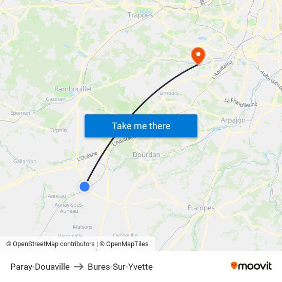 Paray-Douaville to Bures-Sur-Yvette map