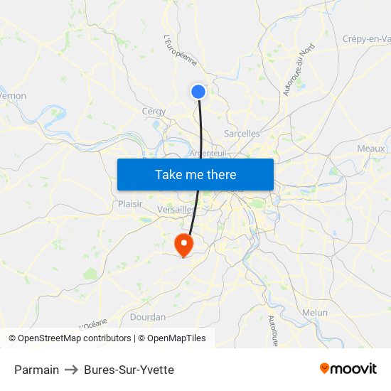 Parmain to Bures-Sur-Yvette map