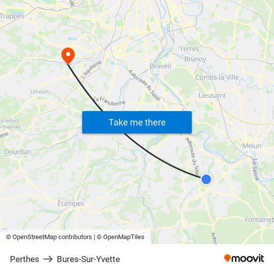 Perthes to Bures-Sur-Yvette map