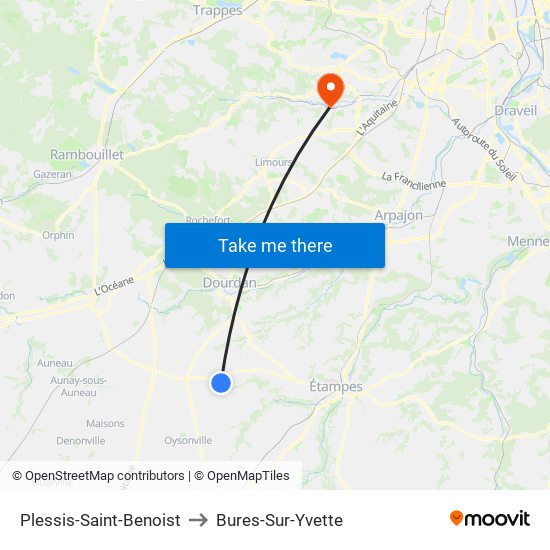 Plessis-Saint-Benoist to Bures-Sur-Yvette map
