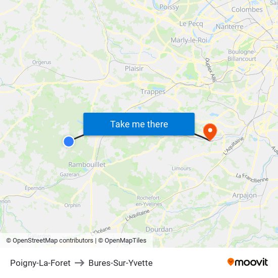 Poigny-La-Foret to Bures-Sur-Yvette map