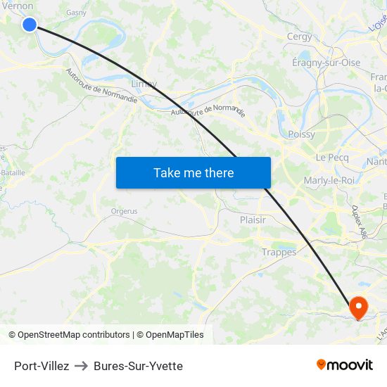 Port-Villez to Bures-Sur-Yvette map