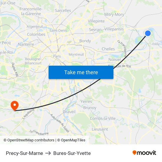 Precy-Sur-Marne to Bures-Sur-Yvette map