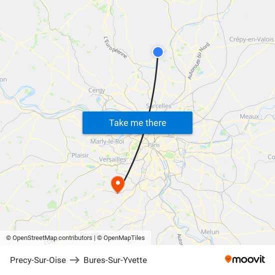 Precy-Sur-Oise to Bures-Sur-Yvette map