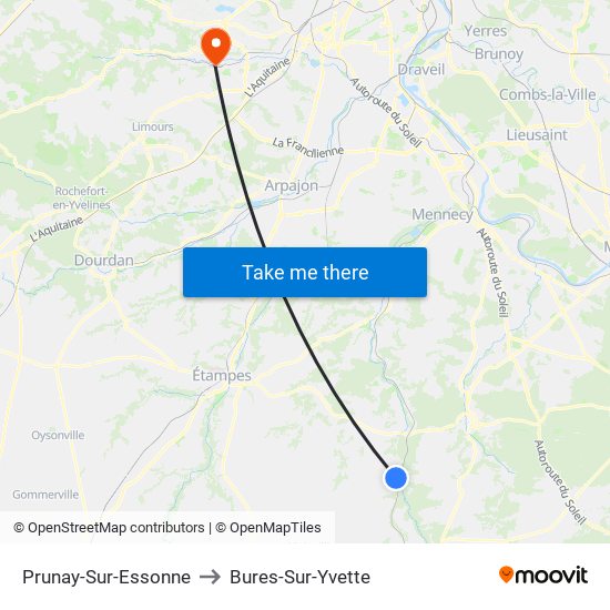 Prunay-Sur-Essonne to Bures-Sur-Yvette map