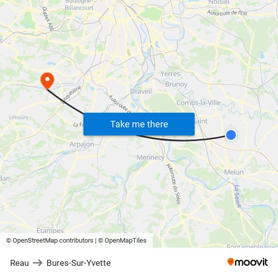 Reau to Bures-Sur-Yvette map
