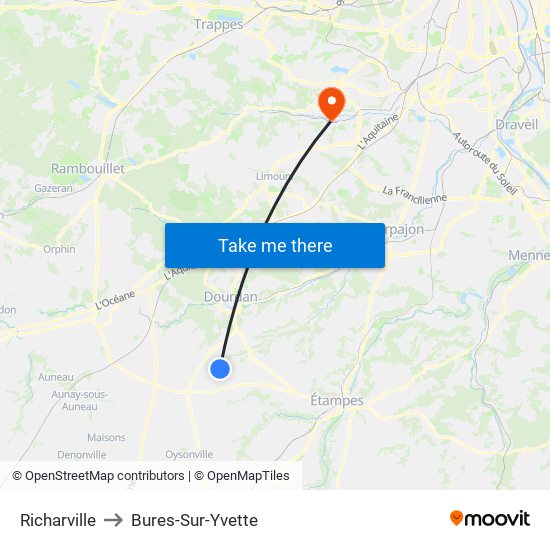 Richarville to Bures-Sur-Yvette map