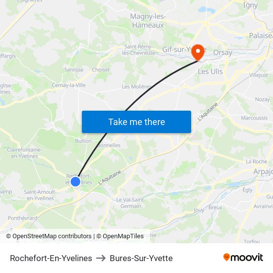 Rochefort-En-Yvelines to Bures-Sur-Yvette map