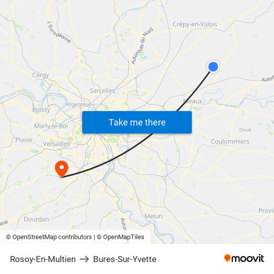 Rosoy-En-Multien to Bures-Sur-Yvette map