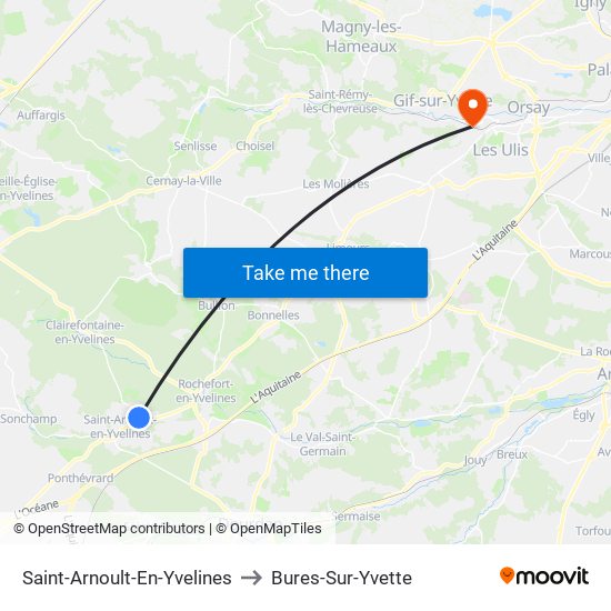 Saint-Arnoult-En-Yvelines to Bures-Sur-Yvette map