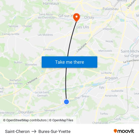Saint-Cheron to Bures-Sur-Yvette map