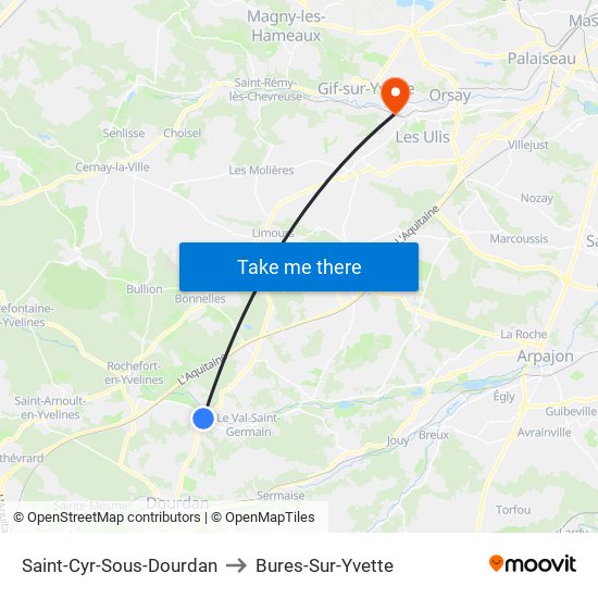 Saint-Cyr-Sous-Dourdan to Bures-Sur-Yvette map