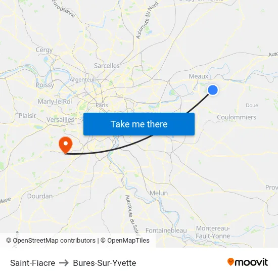Saint-Fiacre to Bures-Sur-Yvette map