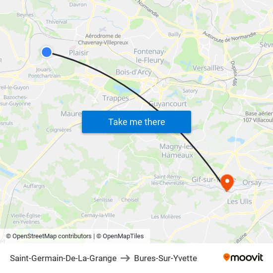 Saint-Germain-De-La-Grange to Bures-Sur-Yvette map