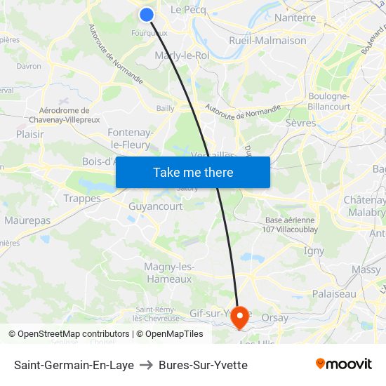 Saint-Germain-En-Laye to Bures-Sur-Yvette map