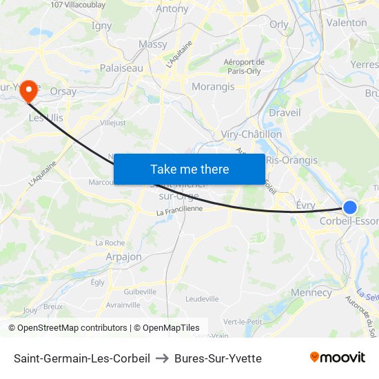 Saint-Germain-Les-Corbeil to Bures-Sur-Yvette map