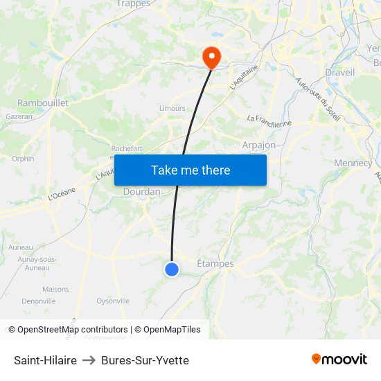 Saint-Hilaire to Bures-Sur-Yvette map