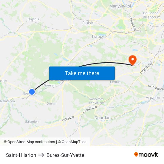 Saint-Hilarion to Bures-Sur-Yvette map