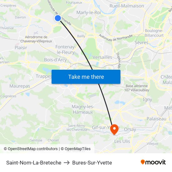 Saint-Nom-La-Breteche to Bures-Sur-Yvette map