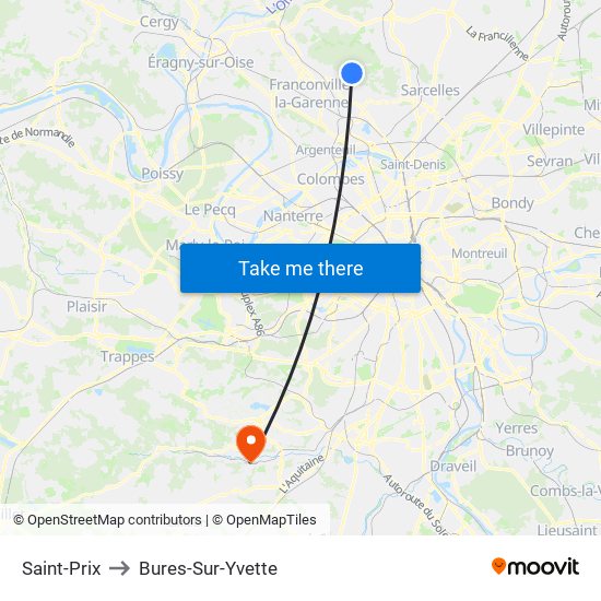 Saint-Prix to Bures-Sur-Yvette map