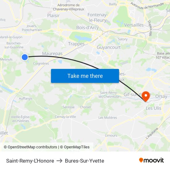 Saint-Remy-L'Honore to Bures-Sur-Yvette map