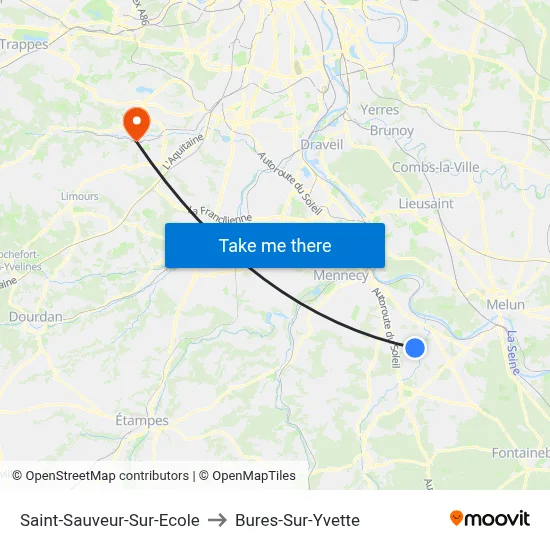 Saint-Sauveur-Sur-Ecole to Bures-Sur-Yvette map