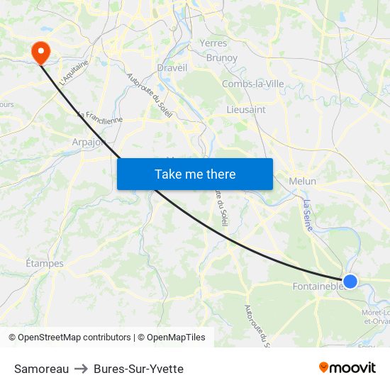 Samoreau to Bures-Sur-Yvette map