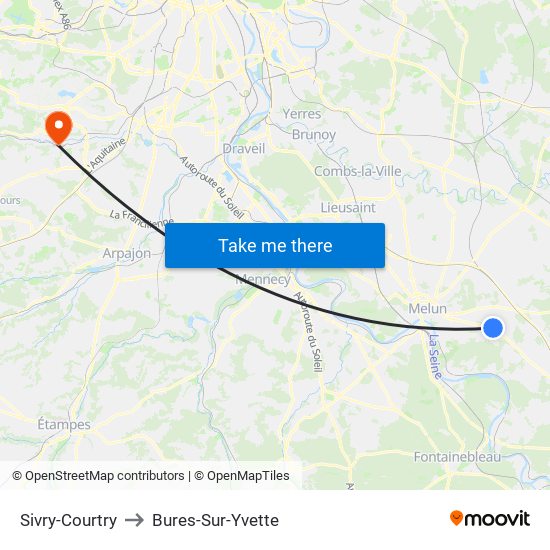 Sivry-Courtry to Bures-Sur-Yvette map