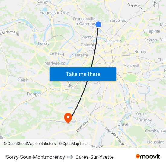 Soisy-Sous-Montmorency to Bures-Sur-Yvette map