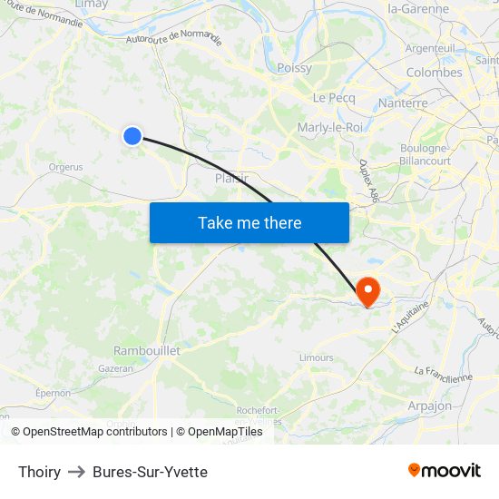 Thoiry to Bures-Sur-Yvette map