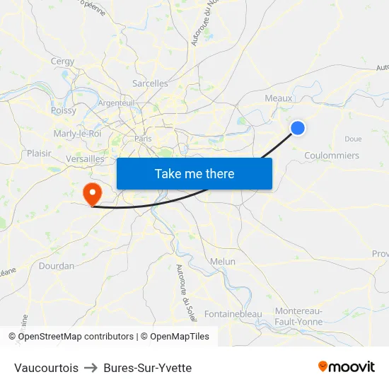 Vaucourtois to Bures-Sur-Yvette map
