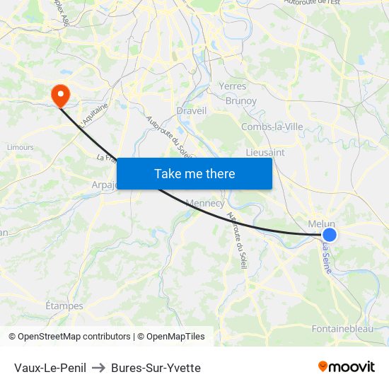 Vaux-Le-Penil to Bures-Sur-Yvette map