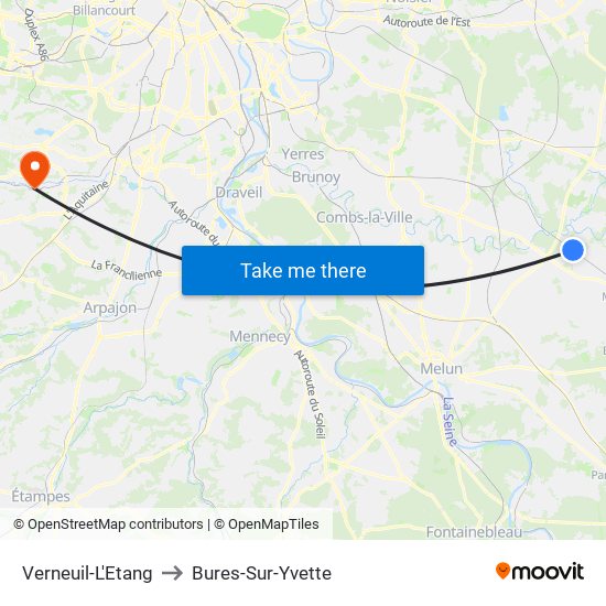Verneuil-L'Etang to Bures-Sur-Yvette map