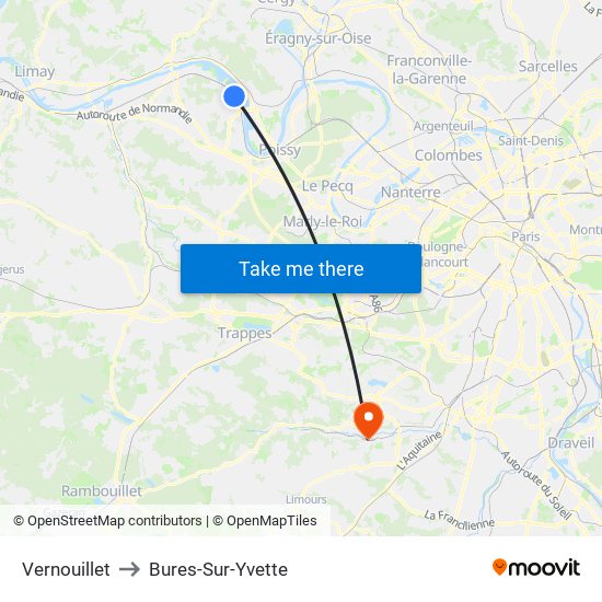 Vernouillet to Bures-Sur-Yvette map