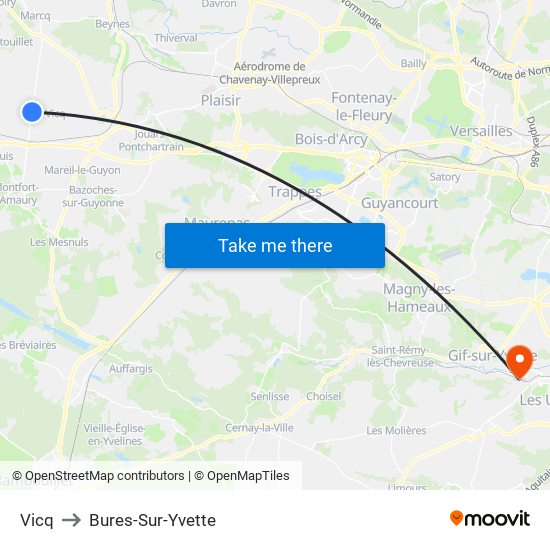 Vicq to Bures-Sur-Yvette map