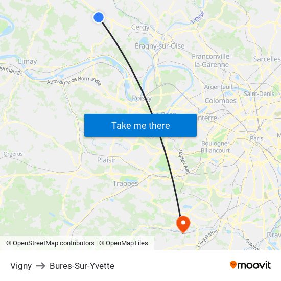Vigny to Bures-Sur-Yvette map